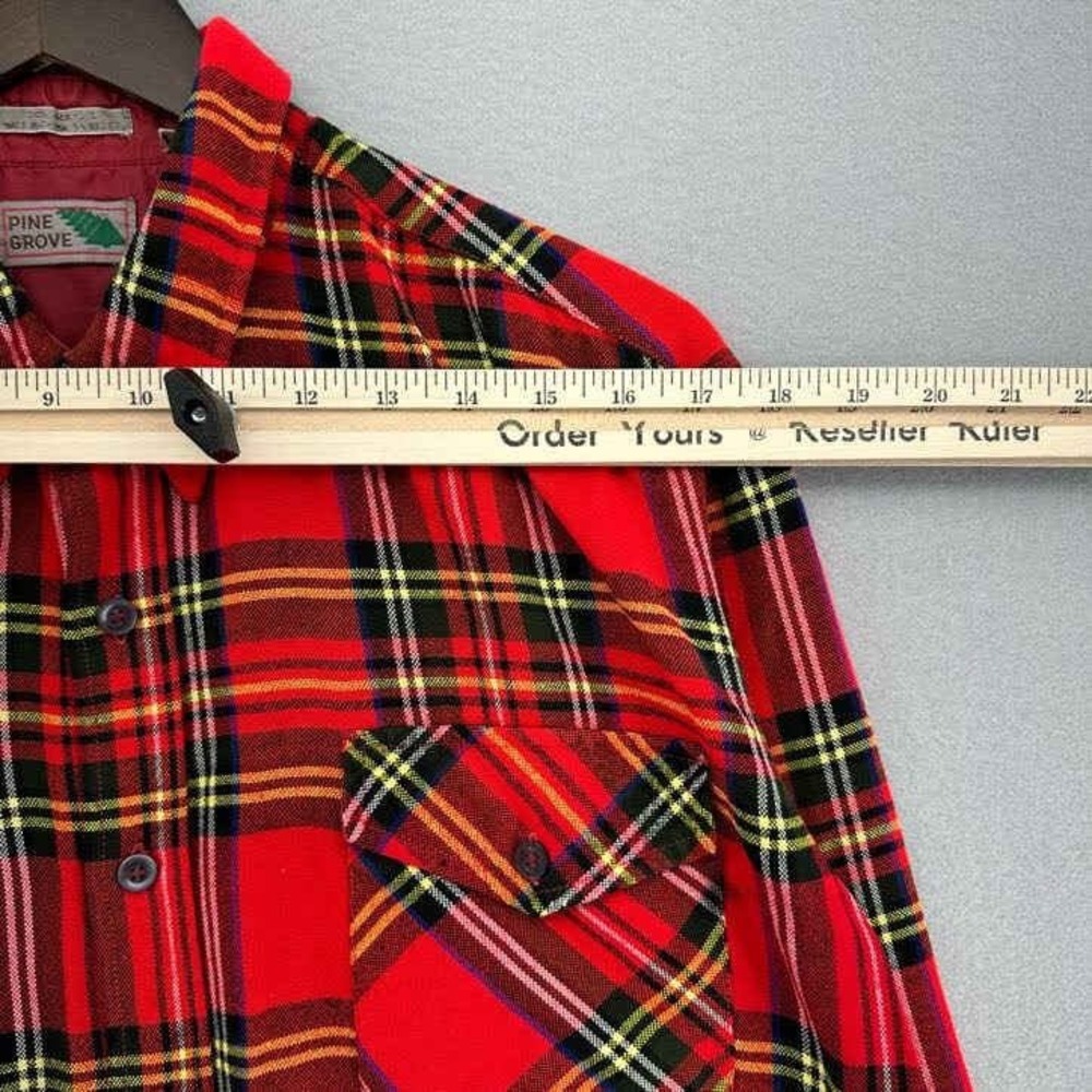 VTG Pine Grove Red Plaid Lumberjack Button Up Flannel Shirt Mens L Quilt Lined - Picture 4 of 9